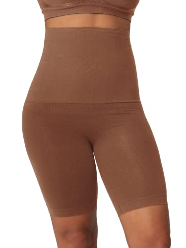 SHAPERMINT High Waisted Body Shaper Shorts Shapewear for Women Tummy Control Thigh Slimming Technology, Chocolate, M-L