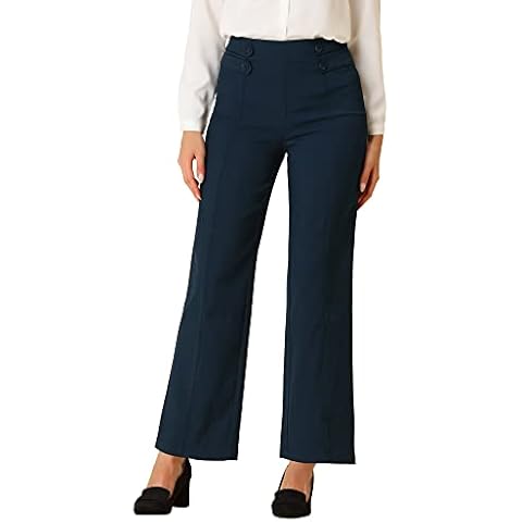 Allegra K Pantalones de Trabajo de Cintura Alta para Mujer Cover