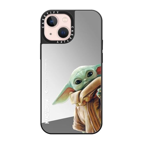 Coque miroir iPhone 13 Mini CASETiFY Grogu argent et noir compatible MagSafe