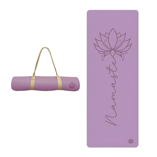 Lotus et Moi Yoga Mat Thick 4.5mm, Natural Rubber and PU Non Slip Yoga Mats with Strap Women, Exercise Mat for Yoga, Professional Pilates, Home Workout, Gym Mat Fitness, Namaste Yoga Mat