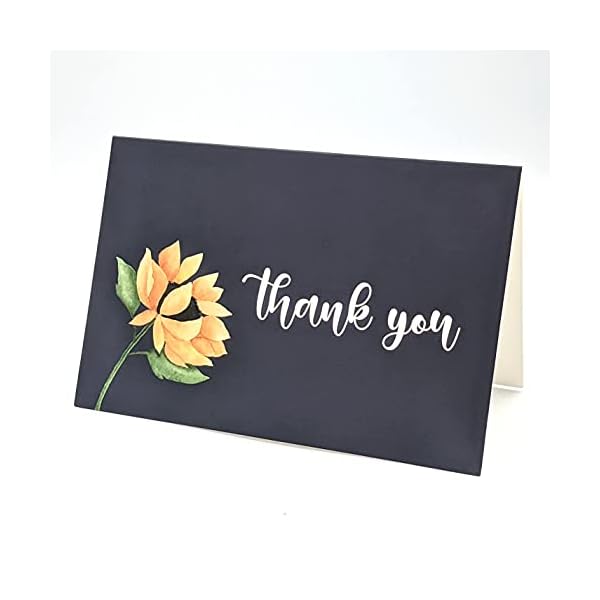 Gooji Tarjetas de agradecimiento de girasol de 4x6 (paquete de 20 unidades) a juego con sobres con forro kraft,Juego… - Imagen 8