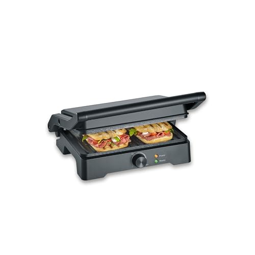 SEVERIN MultiGrill XL, revestimiento cerámico, gran superficie de cocinado, placas sin PFAS, cocción con poca grasa, hamburguesas, paninis, grill eléctrico de interior, 1800 W, negro, KG 2391