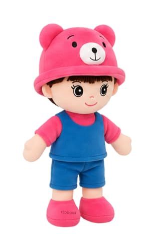 Image of Addie boy Soft Toy for Girls Boys Kids, Hot Pink&Dark Blue, Doll Plush Stuffed Baby Teddy Gift Birthday, 40 cm