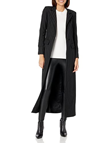 Sweet Baby Jamie Rent the Runway Pre-Loved Black Pinstripe Long Coat, Black, Large
