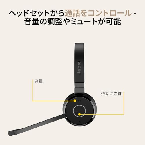 undefined Jabra Evolve 65 TE ヘッドセット ワイヤレス 両耳 マイク付き 2台同時接続 Link 390a UC ステレオ Bluetooth5.2 ノイズキャンセリング 最長16時間通話 1日中快適なレザークッション Teams/Zoom利用可能 会議 の商品画像 3