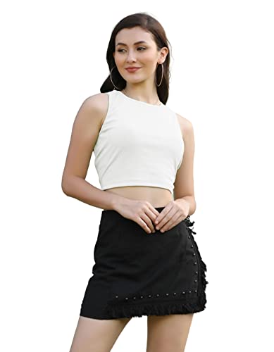 Image of OM SAI LATEST CREATION Women's Ribbed Boat Neck Crop Top Sleeveless Readymade Saree Blouse