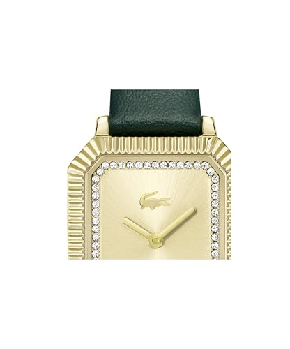 Image of Lacoste Lacoste Parisienne Qtz Basic Gold Rectangle Dial Women's Watch|Green Leather Material|Green Color Band - 2001442