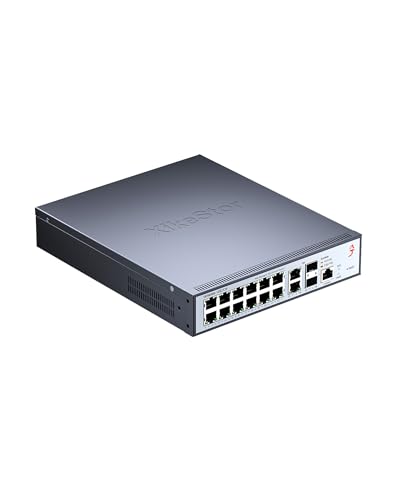 XikeStor 16-Port 2.5G L3 Managed Ethernet Switch, 2.5Gb Network Switch with 12x2.5G RJ45|2x10G RJ45|2x10G SFP+ Ports, DHCP/OSPF/BGP/VLAN/ACL/LACP/IGMP Supported, Built-in Smart Fan, Desktop/Wall-Mount