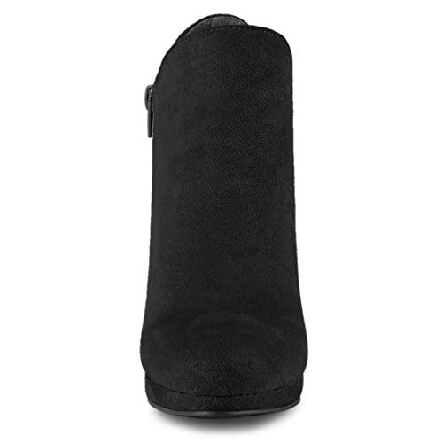 Allegra K Women's Round Toe Chunky Heeled Ankle Heel Boots3