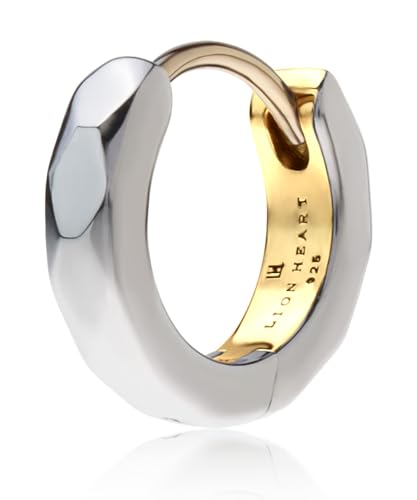 LION HEART ピアス メンズ THE EDGE カッティングフープピアス シルバー925 メンズ (ポーチ付き) 直営 シルバー × ゴールド