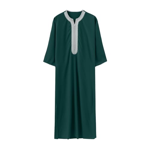 Mens Embroidery Moroccan Thobe Men Muslim Mogadishu Djellaba Robe Islamic Jubba Prayer Kaftan Islamic Arabic Abaya