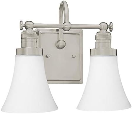 Langdon Mills 10216 Brompton 2-Light Bathroom Vanity Light, Brushed Nickel
