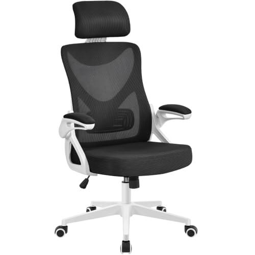 Yaheetech Silla de Oficina Ergonomica con Soporte Lumbar Blanco Negro