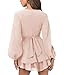 Nova In Sky Fancy Womens Cute Short Fairy Dress Sexy V Neck Long Baggy Sleeve Tie Waist Ruffle Wrap Wedding Guest Dresses Pink XL