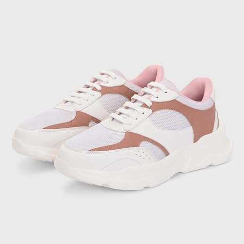 Image of Centrino Women Chunky Sneaker | Cushioned Insole for Comfort | Stylish Lace-Up Design | Perfect for Casual Shoe for Girls (A6855)