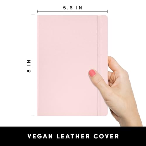 Image of PAPERAGE Dotted Journal Notebook, (Blush), 160 Pages, Medium 5.6 in x 8 in - 100 GSM Thick Paper - Hardcover Journaling Notebook for Work, School & Bullet Journaling