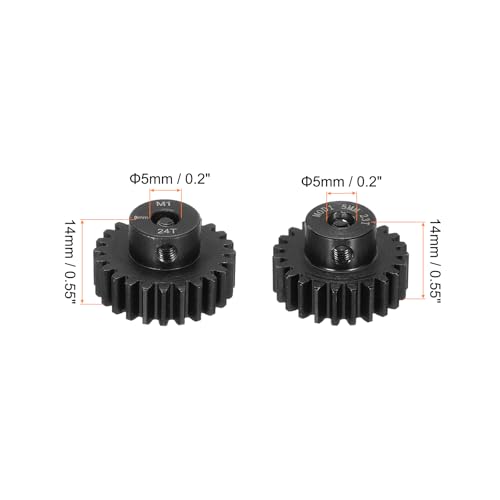 DMiotech M1 23T 24T Stahl 5mm Gehärtetes Ritzel Motor Zahnrad Für RC Auto Bürstenlos Ersatz Bürstenmotoren RC Anwendungen Mit 2 Stück Schrauben & Sechskantschlüssel Für DIY RC Boot Drohne