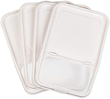 Invero Set of 4 Kitchen Dry Food Storage Plastic Tub Containers with Scoops - Ideal for Storing Pasta Shells, Cereals, Rice, Sweets, Pet Food and more - White