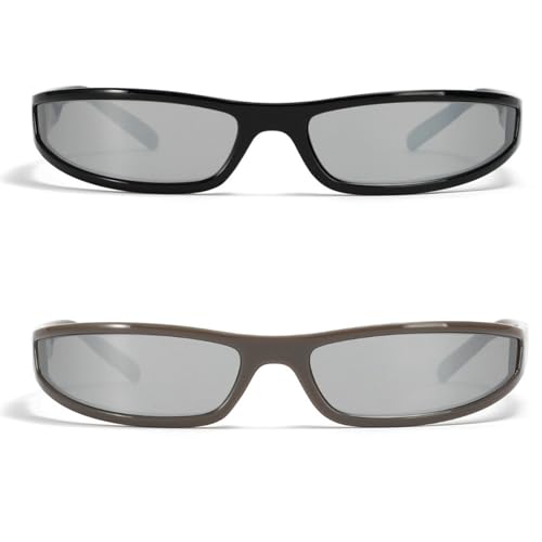 Image of Small Square Sunglasses for Women,Cute Fashion Wrap Around Sunglasses,Trendy Y2k Sunglasses Vintage Narrow Shades
