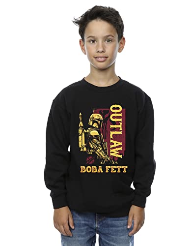 Absolute Cult Star Wars Boys The Book Of Boba Fett Distressed Outlaw Sweatshirt Black 7-8 Years