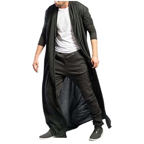 TDEOK Cardigan pour homme - Veste demi-saison asymétrique - Long - Transparent - Cardigan en maille - Manches longues - Veste d'été décontractée -...