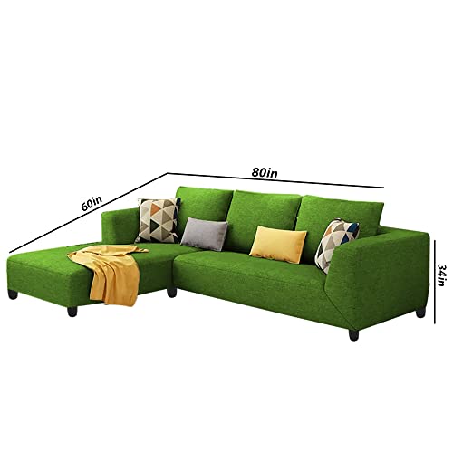 Image of Galib LHS 4 Seater L Shape Sofa Set for Living Room (Green Fabric)