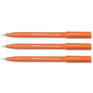 Pentel Ultra Fine Fineliner Pen 0.6mm Tip 0.3mm Line Black (Pack 12)