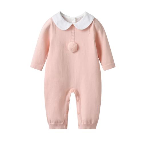 Image of Auro Mesa Baby Infant Boy Girl Peter Pan Collar Knit Sweater Romper Outfit Clothes One-Piece Coverall Baby Clothing Jumpsuit