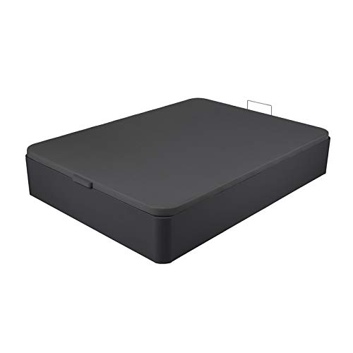 Tousmesmeubles Lit Coffre 160 * 200 Simili Cuir Noir - Kangourou - L 160 x l 200 x H 30 - Neuf Cover