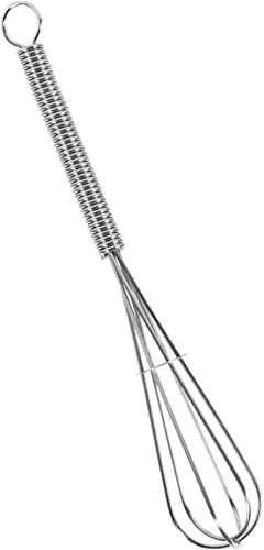 Fouet à œufs manuel en acier inoxydable, avec boucle de suspension, accessoire de mixage pour mélanger, fouetter, battre et mélanger, crème fouettée au chocolat (argent) Cover