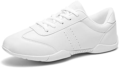 HWJHMX Girls Cheer Shoes White Youth Cheerleading Shoes Dance Athletic Training Tennis Breathable Dancing Lightweight Competition Comfortable Sneakers