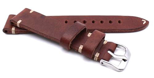 Bracelet de montre 22 mm cuir homme marron fonce RIOS 1931 Sulla