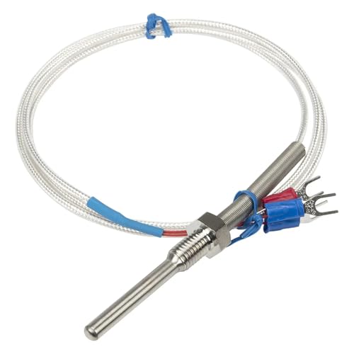 Sonda PT100 de 50 mm con rosca M6 y cable FEP de 1m para sensores de temperatura