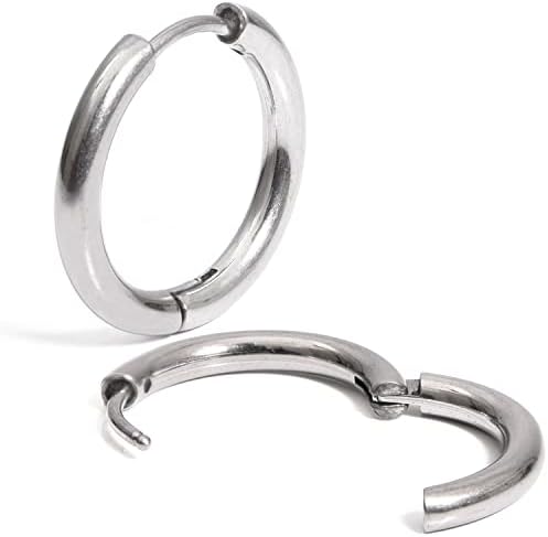 （04:30時点） [SEIYA INTERNATIONAL] フープピアス リングピアス ピアス メンズ レディース ステンレス 18G 両耳 2個セット (幅2.5mm 内径14mm, シルバー)