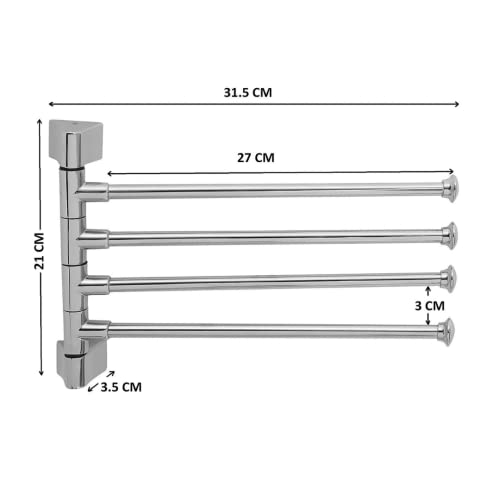 Image of ZAP SStainless Steel Swivel Towel Rack for Bathroom Swivel 4-arm Bathroom Swing Hangers for Bathroom /Towel Hanger (Four Arm, Stainless Steel)