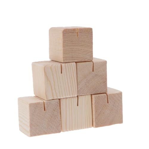 OUNONA 12個木製フォトホルダー 卓上カードクリップ メモスタンド 写真立て 名刺ホルダー 角 丈夫な土台付き ホテル レストランのメニュー立