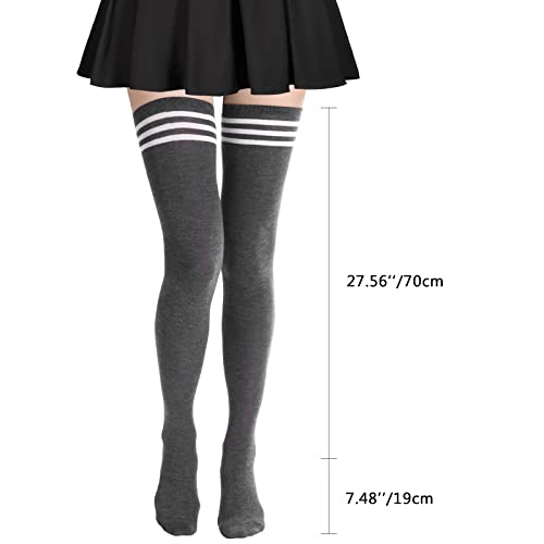 Image of DRESHOW Extra Long High Thigh Socks Striped Over Knee Thin Tights Long Stocking