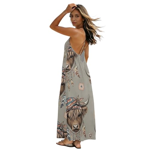 Robe d'été bohème à motif vache Highland pour vos journées plage