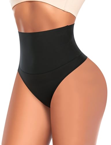 Image of Werena Tummy Control Thong Shapewear for Women High Waist Shaping Underwear Seamless Thongs Panties