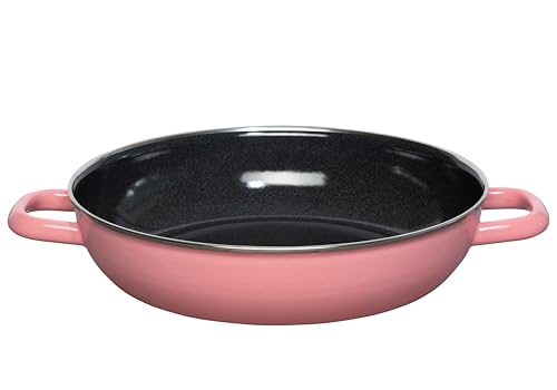 Riess, 0058-114, Schmorpfanne mit Glasdeckel, 28cm Durchmesser, PINK, Emaille, LBH 37.7x29.2x14.1, Gew. 3.049kg, Bratpfanne 4 Riess, 0058-114, Schmorpfanne mit Glasdeckel, 28cm Durchmesser, PINK, Emaille, LBH 37.7x29.2x14.1, Gew. 3.049kg, Bratpfanne