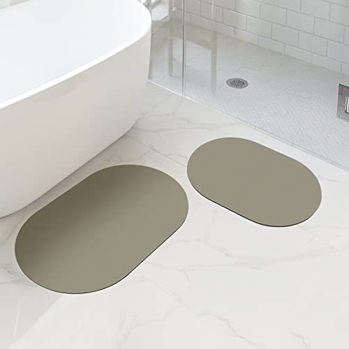 Ashler Bath Mats Set of 2 Super Absorbent Diatomaceous Earth Non-Slip Rubber Backed Quick Dry Bathroom Bathmat Outside Bathtub and Shower Low Flat, Light Brown 17*24+20*32 Inches Ashler Bath Mats Set of 2 Super Absorbent Diatomaceous Earth Non-Slip Rubber Backed Quick Dry Bathroom Bathmat Outside Bathtub and Shower Low Flat, Light Brown 17*24+20*32 Inches