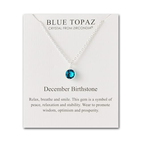 Philip Jones Collier de Pierre de Naissance de décembre (Topaze Bleue) créé avec des Cristaux de Zircondia®