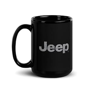 Jeep Distressed Logo Black Glossy Mug – 15 oz – Officially Licensed