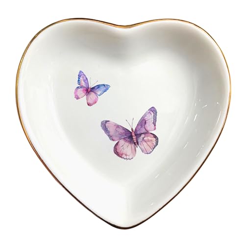 Clover89 Plato de anillo de mariposa, regalo de amor, soporte de anillo de mariposa, regalo para parejas, regalo para novia, decoración de mariposa