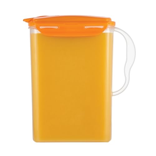 LocknLock Aqua Fridge Door Water Jug | Clear Pitcher | BPA Free Plastic Pitcher with Lid | 3 Quart Pitcher with Lid for Water, Juice, Tea & More Beverages, Orange