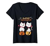 Photo Gallery donna halloween cat witch cute halloween gattino per bambini e adulti maglietta con collo a v Photo Gallery donna halloween cat witch cute halloween gattino per bambini e adulti maglietta con collo a v