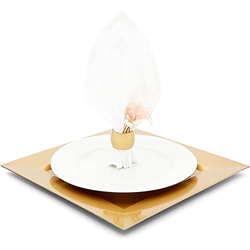 Juvale Square Metallic Gold Plastic Charger Plates And Napkin Rings Set (Serves 6) #TOP2