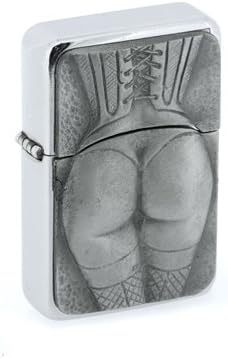 AJinTheForest Trading Ltd Star Chrome Lighter with an English Pewter Emblem, SEXY LADY'S BUM, EXCLUSIVE to AJF, Personalised Engraved Free
