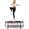 DARCHEN 400LBS Rebounder Trampoline for Adults, Indoor Mini Trampoline Silent Fitness Trampoline Small Bungee Rebounder Jumping Cardio Trainer Workout Exercise Workout with Handrail Bar [40 Inch]