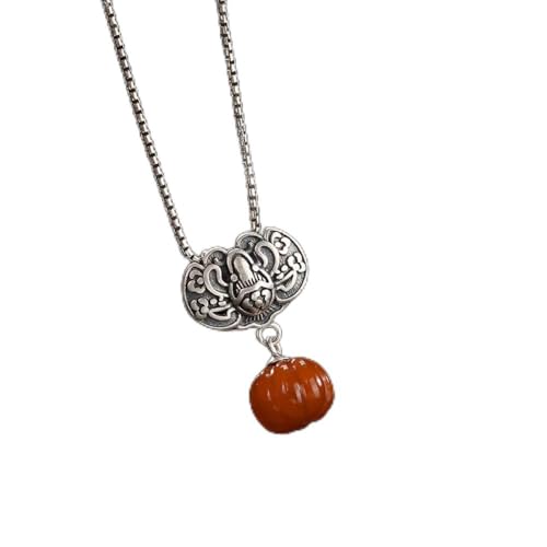 Collier en argent S925 et agate rouge style palais pour femme raffinée